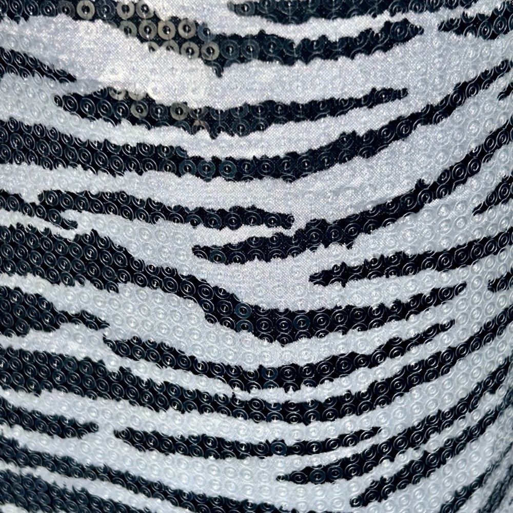 Alberto Makali Open Front Drape Style Sequined Zebra Print Blazer Jacket sz L - Picture 7 of 11
